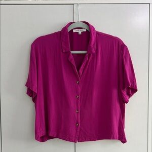 Free People Pink Boxy Button Down Shirt